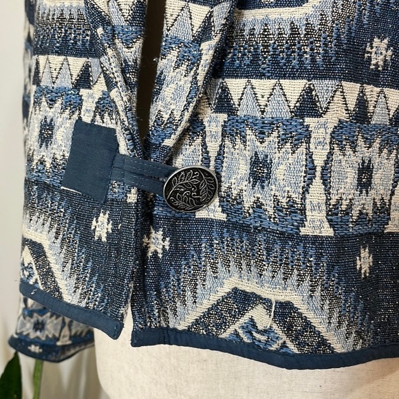 Boho Woven Aztec Sparkle Design Tapestry Jacket Coat Size Large - Picture 4 of 11